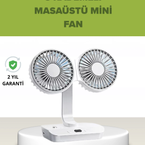 Çift Kafalı Masaüstü ve Duvar Tipi Sessiz USB Şarjlı Fan