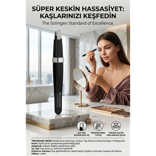 Cımbız Paslanmaz Çelik Kaş Alma Cımbızı Tüy Alma Cımbızı Solingen Professional 718476