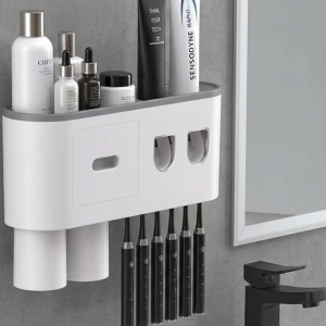 Çok Fonksiyonlu Diş Fırçası Tutucu Otomatik Dispenser Bardaklı Organizer