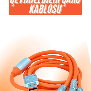 Çoklu Şarj Kablosu USB Type-C İOS Uyumlu 120W Hızlı Şarj Kablosu