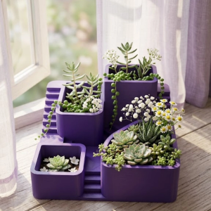 Dekoratif 3D Kaktüs Saksısı Çok Bölmeli Minimal Bitki Düzenleyici