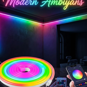 Dekoratif RGB LED Şerit Neon Işık 3 Metre Su Geçirmez Uzaktan Kumandalı Ortam Aydınlatması
