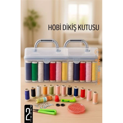 Dikiş Seti - 42 Parça Renkli Dikiş Seti – Mezuralı, Taşınabilir, Hobi ve Onarım İçin 722078