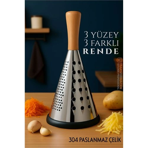 El Rendesi - Konik Tip Ergonomik 3 Taraflı Profesyonel 304 Paslanmaz Çelik 722920