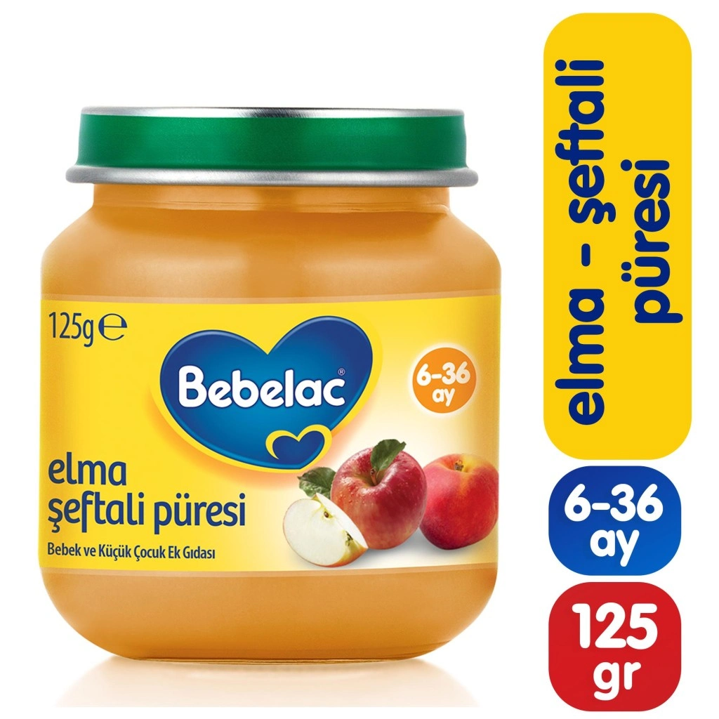 Elma Şeftali Püresi Kavanoz Maması 125 Gr