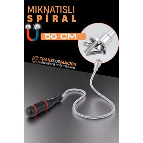 Esnek Manyetik Toplama Aracı - Mıknatıslı Spiralli Çubuk Metal Vida Civata Somun Arama Çubuğu 721781