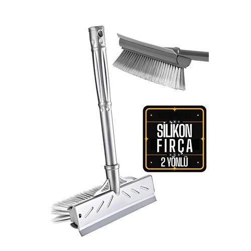 Fırçalı ve Silikon Uçlu Cam Sil Çekçek 2 Yönlü Temizlik Fırçası – 35x22 cm | Süpürme ve Sıyırma Fonksiyonlu | Ergonomik Saplı 423698