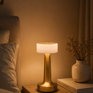 Gold Kare LED Masa Lambası Şarjlı Dimmer Kontrollü Dekoratif Işık