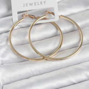 Gold Renk Pirinç Köşeli Kenar Halka 54 mm Kadın Küpe