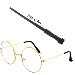 Harry Potter Asası 30 cm ve Metal Harry Potter Gözlüğü
