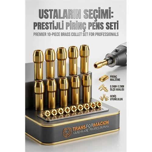 Henrik Brandt Serisi | 10'lu Pirinç Hassas Pens Ucu Seti (0.5-3.2mm) 723035