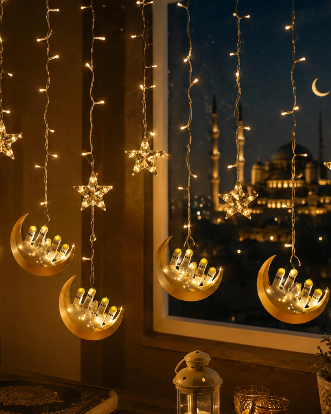 Hilal Yıldız LED Ramazan Işığı 3 Metre Dekoratif Perde Aydınlatması 1 Hilal Yıldız LED Ramazan Işığı 3 Metre Dekoratif Perde Aydınlatması