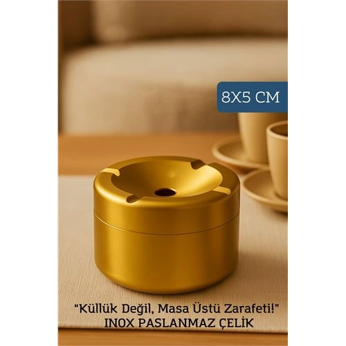 Inox Gold Paslanmaz Çelik Küllük – 8x 5 cm | Modern, Hijyenik ve Dayanıklı Tasarım 722190