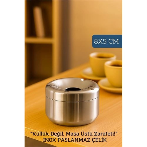 Inox Paslanmaz Çelik Küllük – 8 x 5 cm | Modern, Hijyenik ve Dayanıklı Tasarım 722189