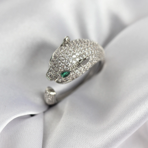 Jaguar Model Gümüş Renk Zirkon Taşlı Kadın Yüzük