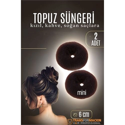 KAHVE Mini Saç Topuz Süngeri  2 ADET 6 CM Çap 2.5 cm Kalınlık 721881