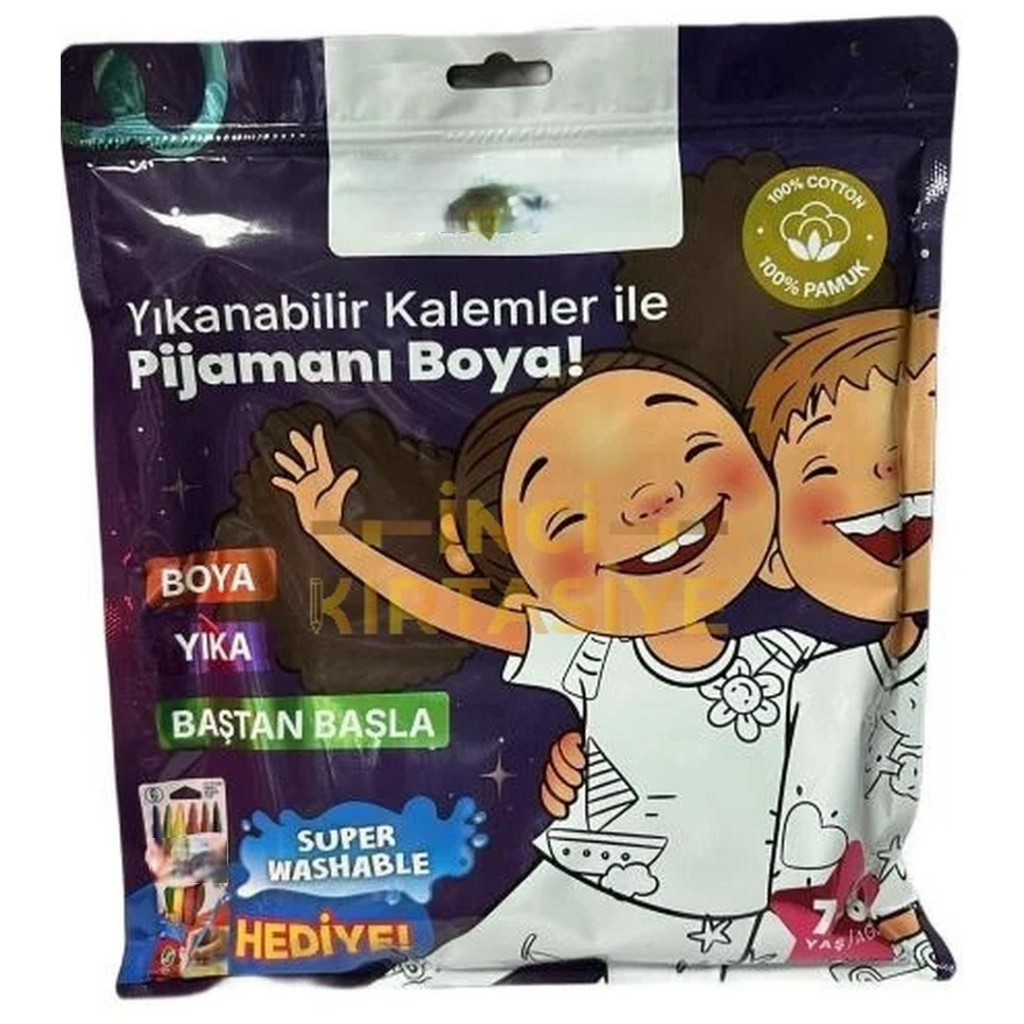 Kalem Hediyeli Boyanabilir Pijama 7-8 Yaş