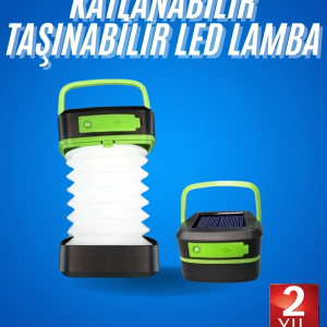 Kamp Lambası Katlanabilir Lamba Solar Şarjlı Led Lamba El Fenerli