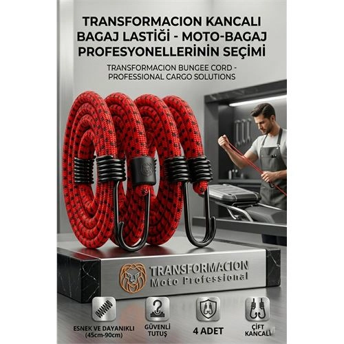 Kancalı Bagaj Lastiği - Motosiklet Bagaj Lastiği Esnek Paslanmaz Kancalı 2 Kancalı 4 lü PAKET 429053