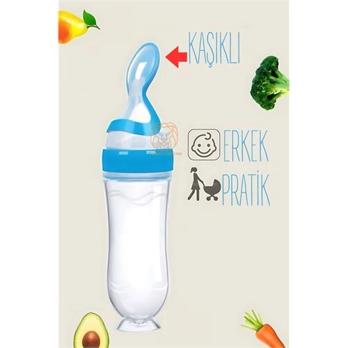 Kaşıklı Mama Silikon Biberon ERKEK Bebek Besleyici 719715