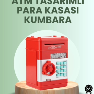Kırmızı ATM Kasa Tipi Para Biriktirme Kumbarası