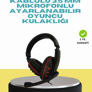 Kırmızı Işıklı Oyun Kulaklığı Kablolu Mikrofonlu Profesyonel