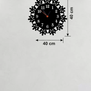 Klasik Floral Desenli Ahşap Duvar Saati - 40x40 cm Vintage Tasarım