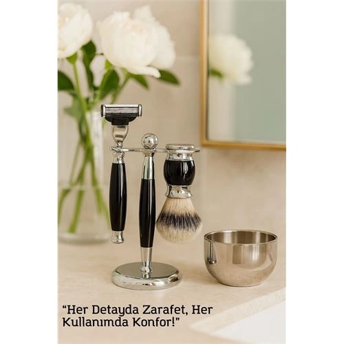 Koleksiyon Tıraş Seti – 304 Cerrahi Çelik & Kemik Saplı | Çift Cidarlı Tıraş Tası Icardi Collection 722192