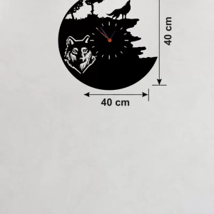 Kurt Temalı Lazer Kesim Ahşap Duvar Saati - 40x40 cm Dekoratif