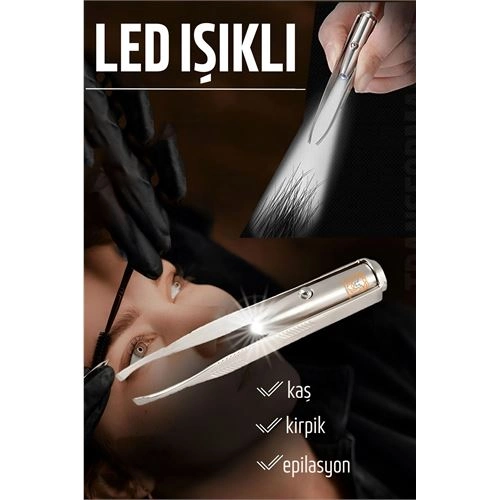 Led Işıklı Cımbız Kirpik Kaş Cımbız Epilasyon Cımbızı 721301