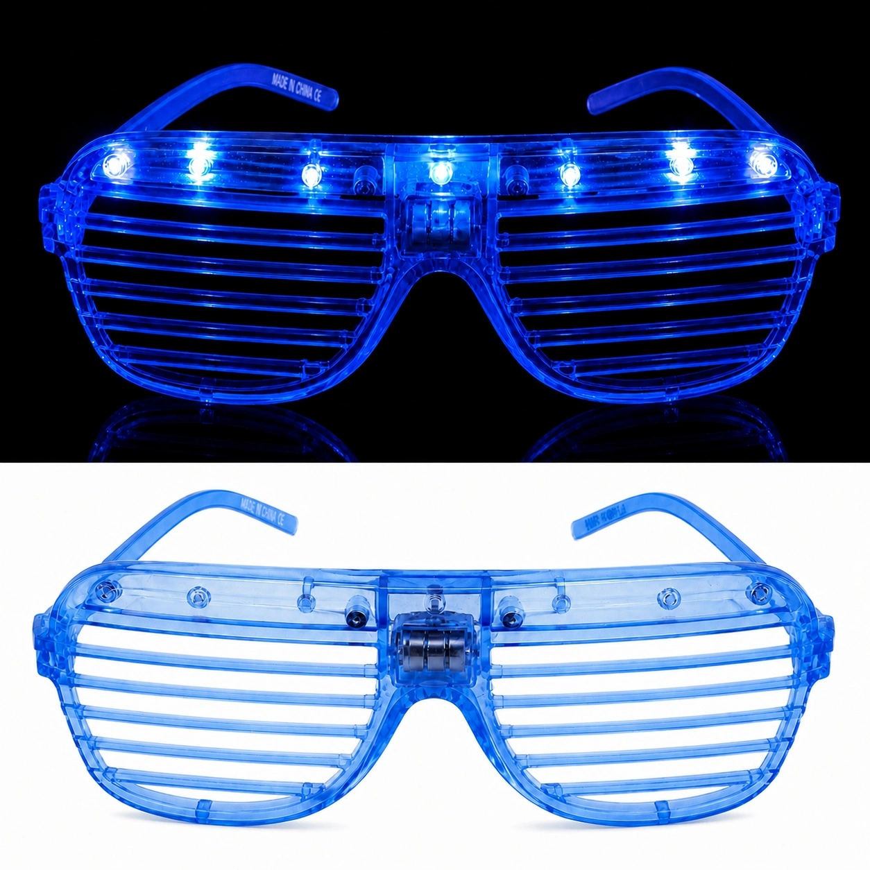 LED Işıklı Panjur Parti Gözlüğü Mavi Renk Shutter Gözlük 1 LED Işıklı Panjur Parti Gözlüğü Mavi Renk Shutter Gözlük