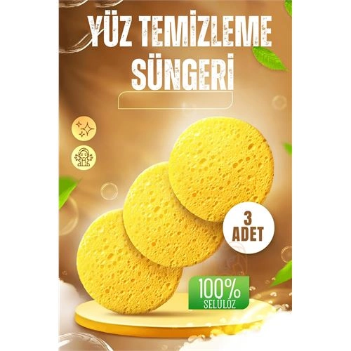 Makyaj Temizlik Pedi Cilt Temizlik Süngeri Doğal Selülöz 3 ADET 721403