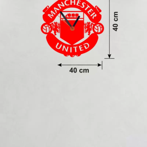 Manchester United Logolu Ahşap Duvar Saati - 40x40 cm Taraftar Hediyesi