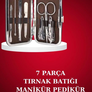 Manikür Pedikür Seti 7 Parça Tırnak Makası Kaş Makası Cımbız Çantalı