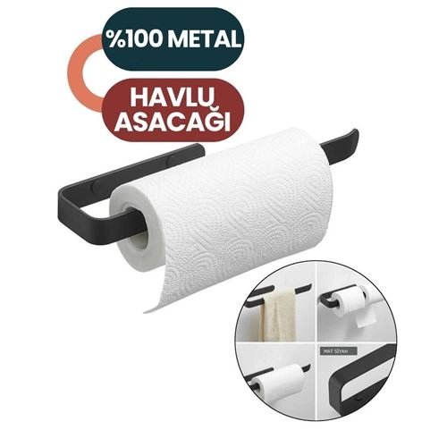 Mat Siyah Metal Mutfak & Banyo Düzenleyici Askı | Kendinden Yapışkanlı 717077