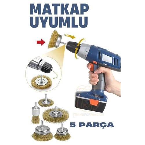 Matkap Uyumlu Saçaklı Pimli Tel Fıça Fırça Seti 1/4 inç 721170