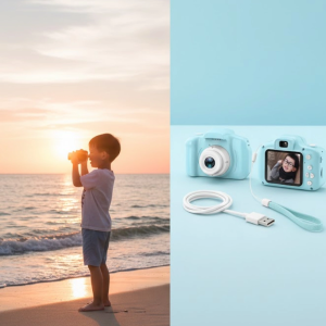 Mavi Taşınabilir Mini Kamera HD Video Fotoğraf Çekimli USB Şarjlı Hafıza Kart Destekli