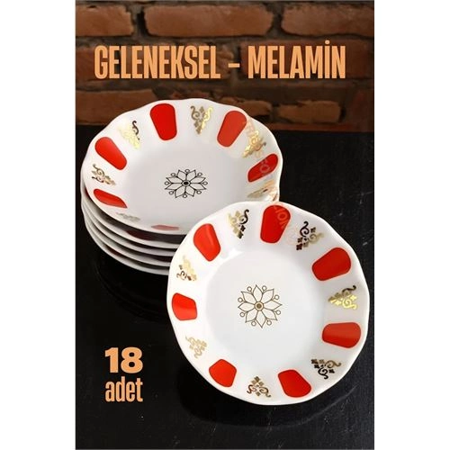 Melamin Çay Tabağı 18 Adet Geleneksel Türk Çay Bardağı Altlığı 721659