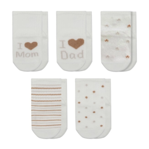 Mom Dad Kutulu Penye Soket Çorap 5li 10148 Ekru Kahve