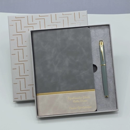 Öğretmenler Gününe Özel Deri Defter Ve Kalem Set