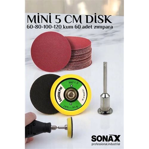 Pimli Mini Cırt Zımpara Taban Seti Gravür Ve Matkap Uyumlu 5 cm 60 Adet Zımparalı Set 721757