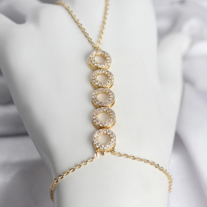 Pirinç Gold Renk Zirkon Taşlı Sıralı Halka Model Kadın Şahmeran