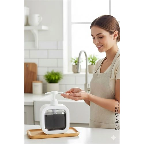 Pompalı Dispenser Sabunluk – Şeffaf Gövde, Modern Tasarım | Sıvı Sabun, Şampuan, Losyon İçin 722268