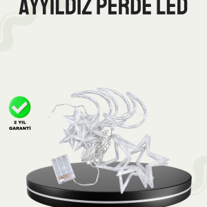 Prizli Yıldız Ay Perde LED Işık Ev ve Organizasyon Dekoru