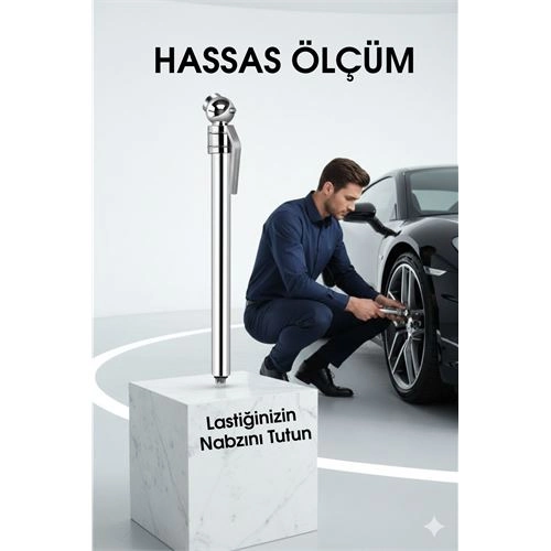 Profesyonel Kalem Tipi Lastik Basınç Ölçer Çift Skala PSI/bar Hassas Okuma 722557
