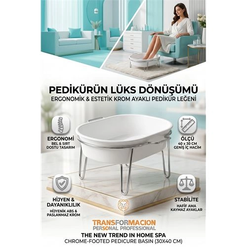 Profesyonel Krom Ayaklı Pedikür Leğeni - Evde Spa Konforu Ayak Bakım Küveti 719415