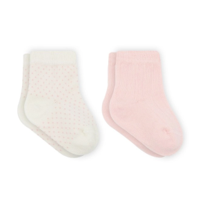 Puan Derby Penye Soket Çorap 2'Li BS10103 Pembe Ekru