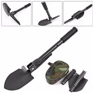 Pusulalı Katlanabilen Portatif Çantalı Mini Kazma Kürek Seti