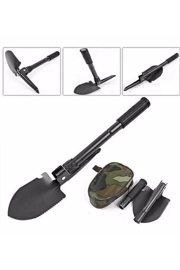 Pusulalı Katlanabilen Portatif Çantalı Mini Kazma Kürek Seti 1 Pusulalı Katlanabilen Portatif Çantalı Mini Kazma Kürek Seti