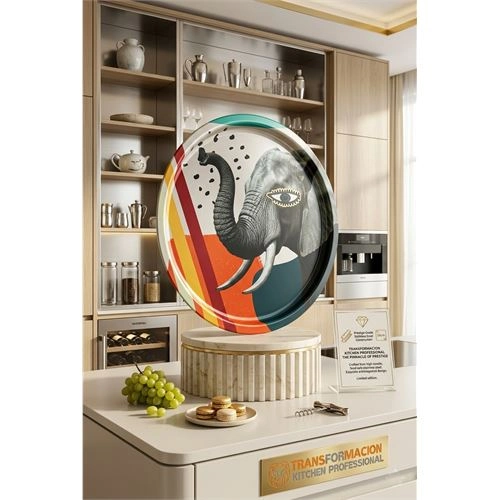 Rebel Sanatsal Tasarım Sunum Tepsisi - 35 cm Majestic Fil  Frida Keller Serisi 722986